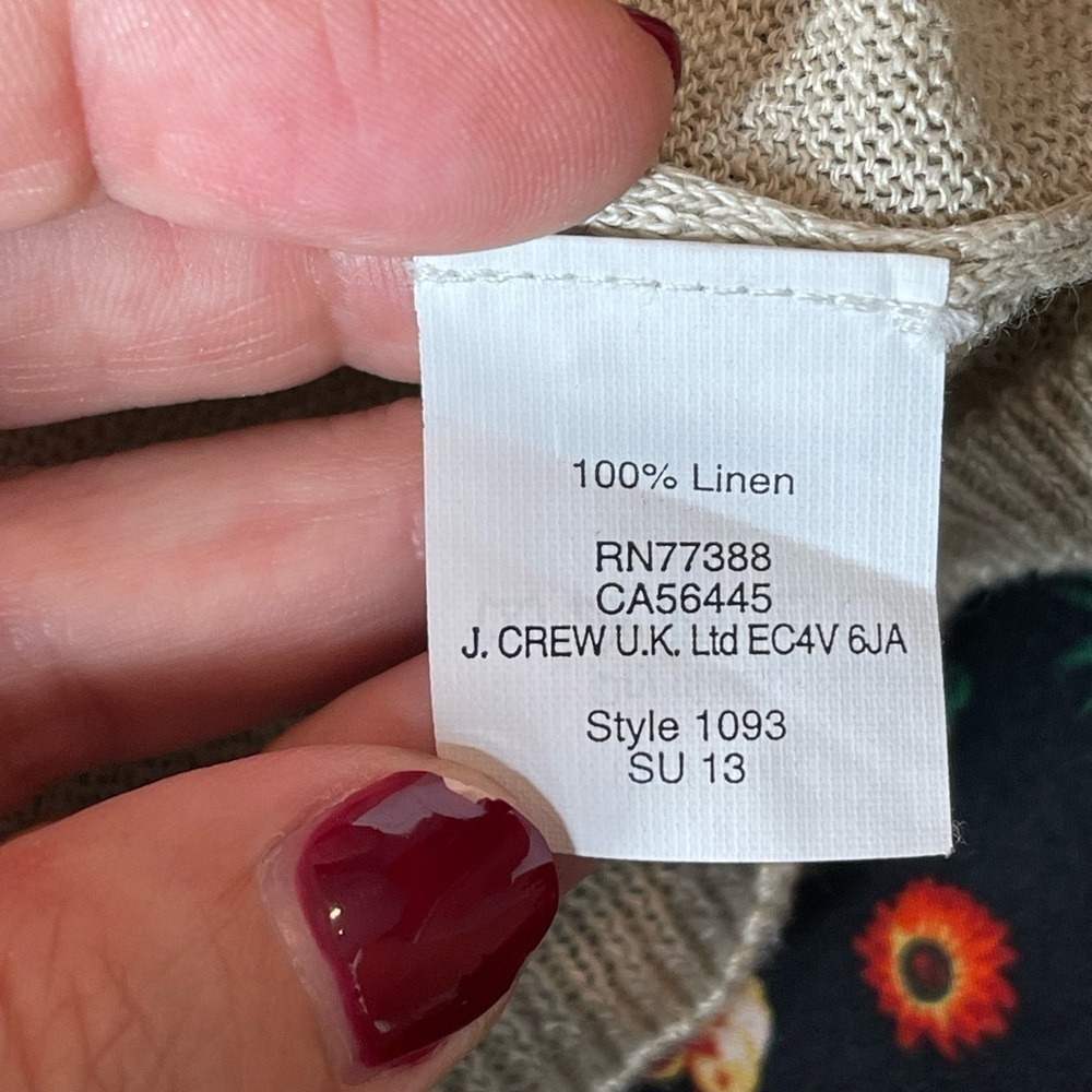 J.Crew Black Label 100% Linen Sweater Blouse Cream | Size Medium - Picture 11 of 13